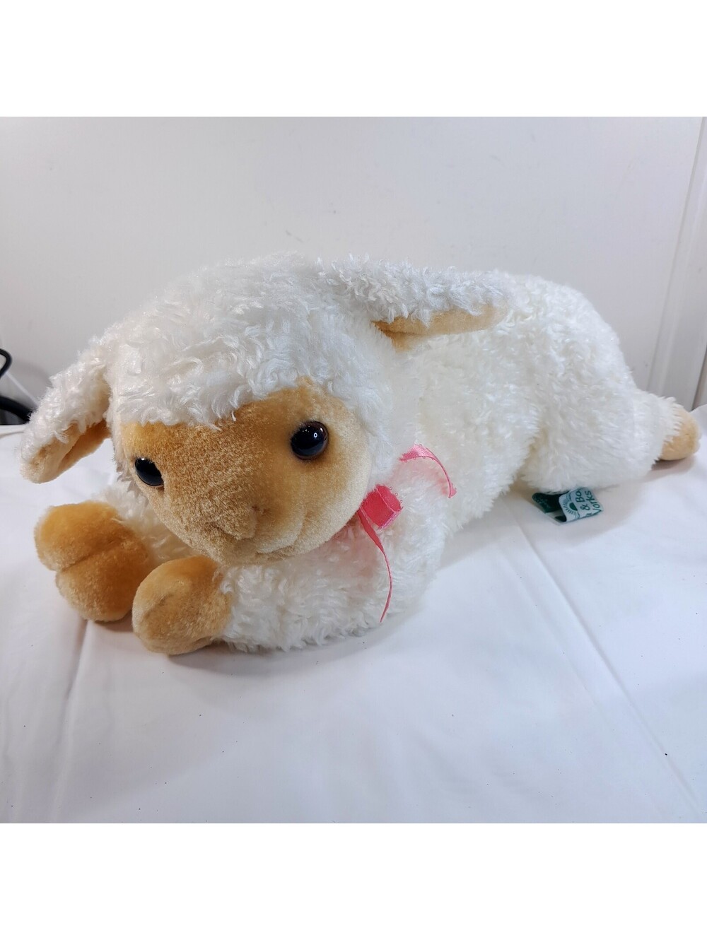 Bath & Body Works Plush Lamb Sheep White Pink Bow Lambie Stuffed Animal Vintage